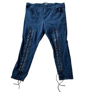 Vtg Tripp NYC Daang Goodman Jeans Womens 26 Black Punk Faux Leather Lace Up Pant